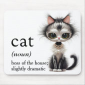 Cartoon kat met parel Ketting Muismat (Voorkant)