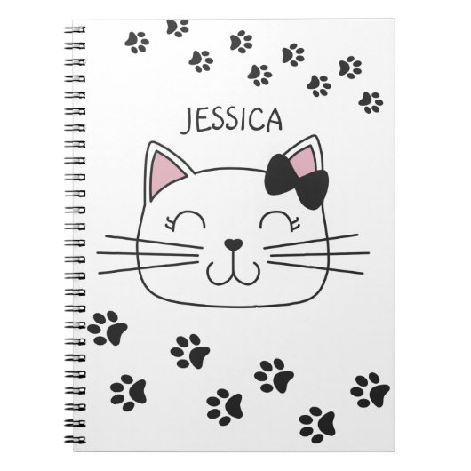 Cartoon kat met poten met naam notitieboek (Voorkant)