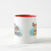 Cartoon Kat met rendierlijk Pet en slee kerst Mok (Midden)