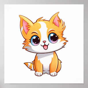 Cartoon kattenillustratie poster