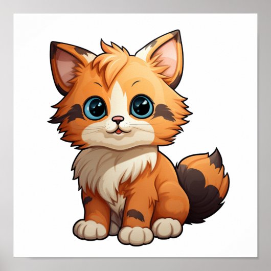 Cartoon kattenillustratie poster (Voorkant)