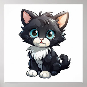 Cartoon kattenillustratie poster