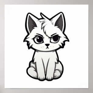 Cartoon kattenillustratie poster