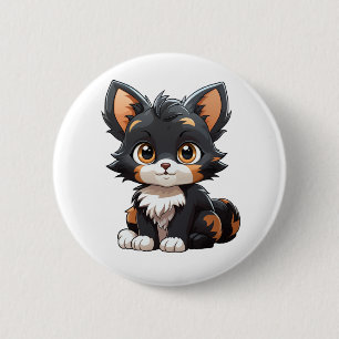 Cartoon kattenillustratie ronde button 5,7 cm