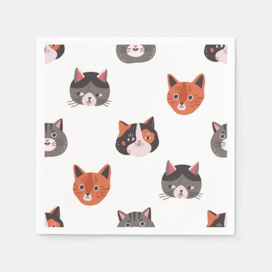 Cartoon kattenillustratie servet (Voorkant)