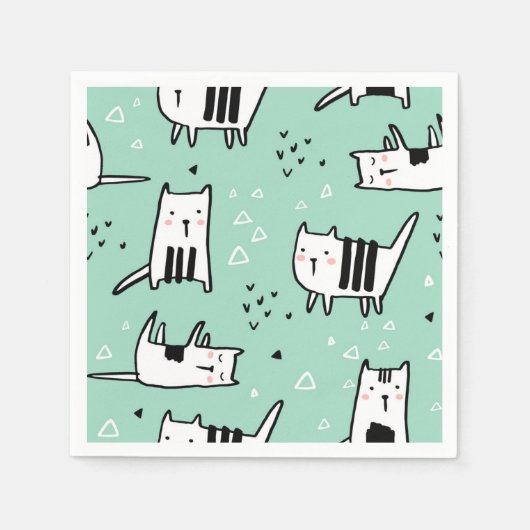 Cartoon kattenillustratie servet (Voorkant)