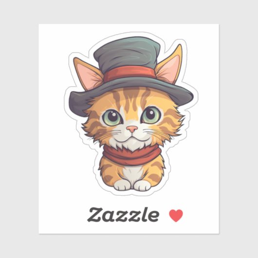 Cartoon kattenillustratie sticker (Vel)