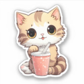 Cartoon kattenillustratie sticker (Voorkant)