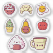 Cartoon kawaii food sticker set (Devant)