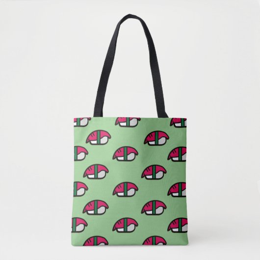 Cartoon Kawaii Sushi, Canvas tas visrijst en zeewi (Voorkant)
