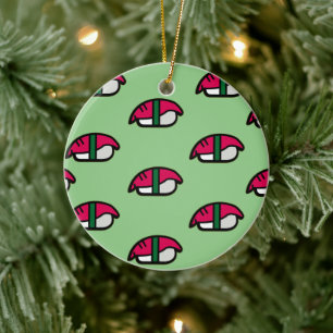 Cartoon Kawaii Sushi, Fish Rice & Seaweed Ceramic  Keramisch Ornament