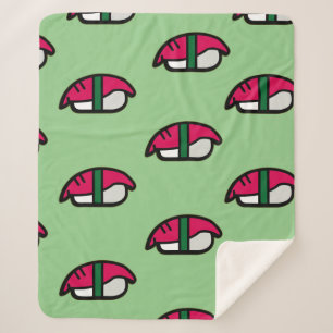 Cartoon Kawaii Sushi, Fish Rice & Seaweed Sherpa B Deken