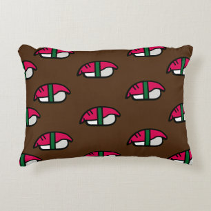 Cartoon Kawaii Sushi, visrijst en zeewier Accent Kussen