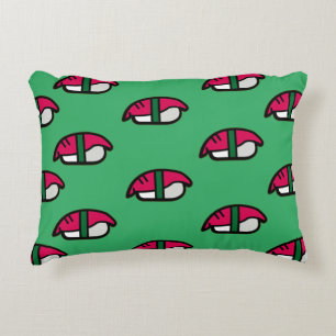 Cartoon Kawaii Sushi, visrijst en zeewier Accent Kussen