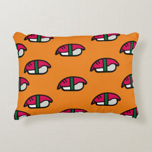 Cartoon Kawaii Sushi, visrijst en zeewier Accent Kussen