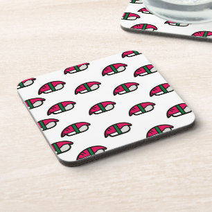 Cartoon Kawaii Sushi, visrijst en zeewier Bier Onderzetter