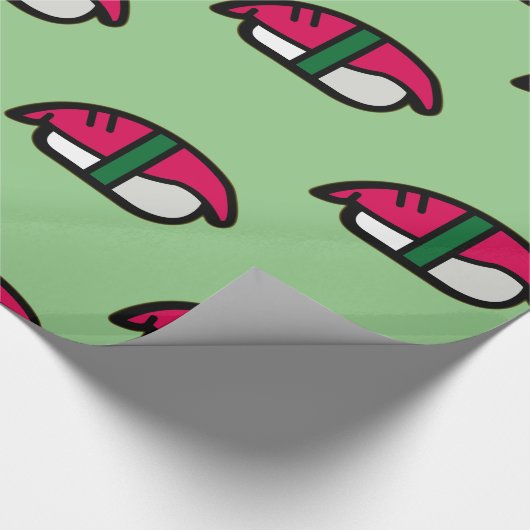 Cartoon Kawaii Sushi, visrijst en zeewier Cadeaupapier (Hoek)