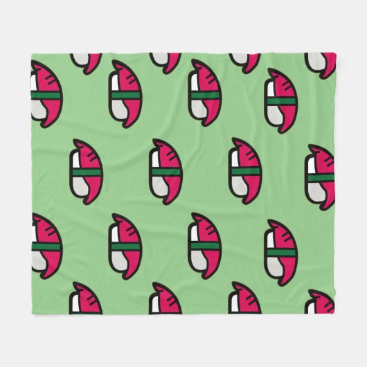 Cartoon Kawaii Sushi, visrijst en zeewier Fleece Deken (Voorkant (Horizontaal))