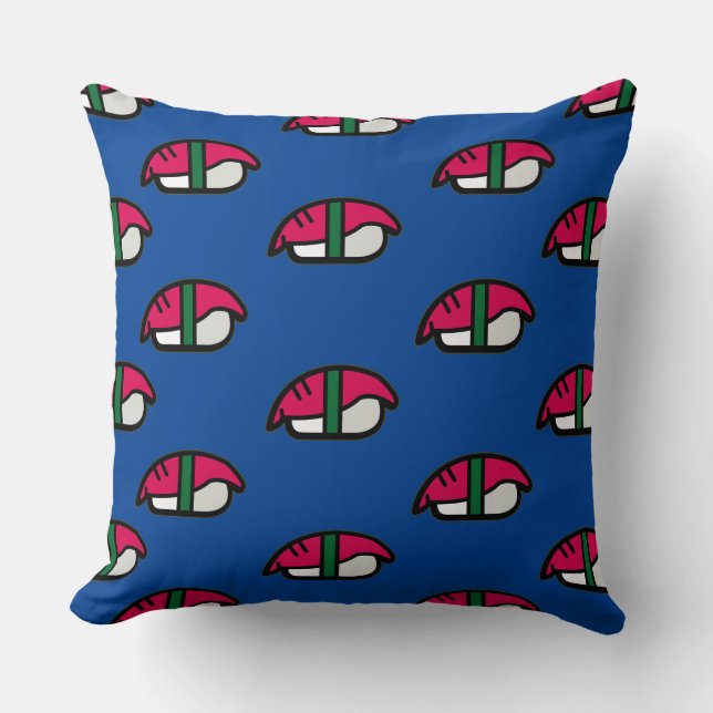 Cartoon Kawaii Sushi, visrijst en zeewier Kussen (Voorkant)