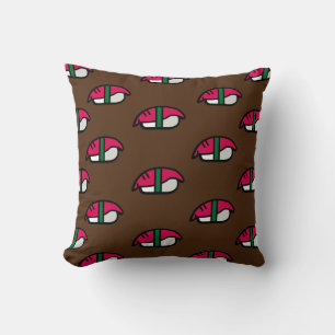 Cartoon Kawaii Sushi, visrijst en zeewier Kussen