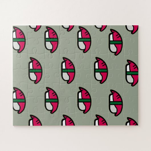 Cartoon Kawaii Sushi, visrijst en zeewier Legpuzzel (Horizontaal)