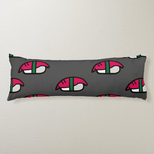 Cartoon Kawaii Sushi, visrijst en zeewier Lichaamskussen (Voorkant)