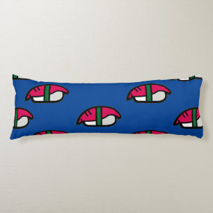 Cartoon Kawaii Sushi, visrijst en zeewier Lichaamskussen