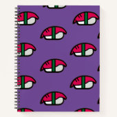 Cartoon Kawaii Sushi, Visrijst en zeewier Notitieb Notitieboek (Voorkant)
