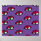 Cartoon Kawaii Sushi, Visrijst en zeewier Poster (Voorkant)
