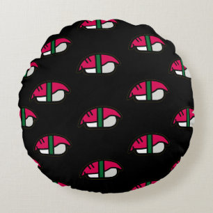 Cartoon Kawaii Sushi, visrijst en zeewier Rond Kussen