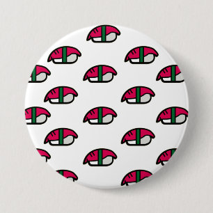 Cartoon Kawaii Sushi, visrijst en zeewier Ronde Button 7,6 Cm