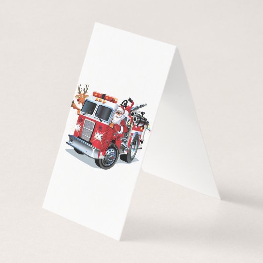 Cartoon Kerst brandweerwagen Kaart (Achterkant)