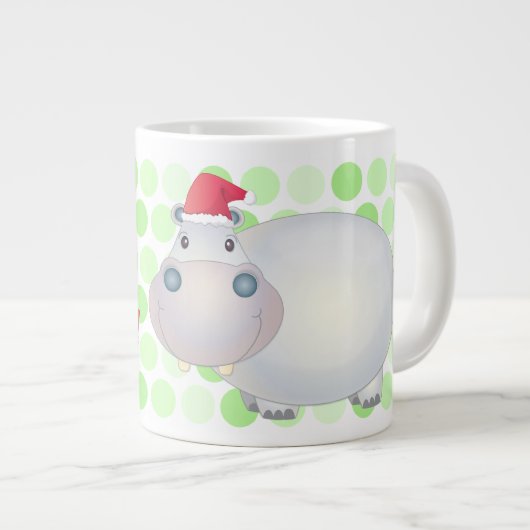 Cartoon Kerst Hippopotamus Jumbo Mok (Voorkant rechts)