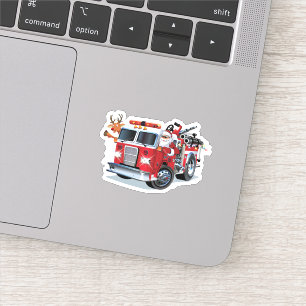 Cartoon kerstakelwagen sticker