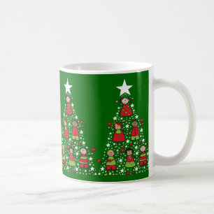 Cartoon kerstboom Kinder leuke grillige vakantie Koffiemok