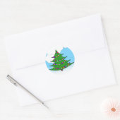 Cartoon kerstboom ronde sticker (Envelop)