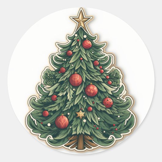 Cartoon kerstboom Sticker (Voorkant)