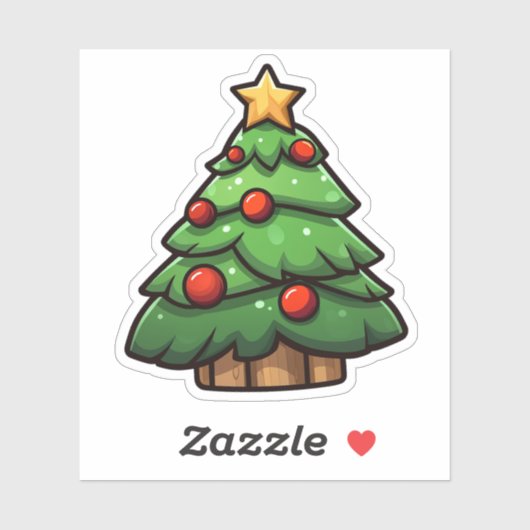 Cartoon kerstboom sticker (Vel)