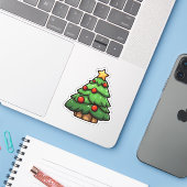 Cartoon kerstboom sticker (Laptop met iPhone)