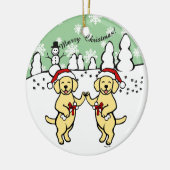 Cartoon kerstgeel labradors keramisch ornament (Links)