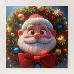 Cartoon Kerstman Kerstscène Voor Familiepret Legpuzzel