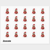 Cartoon kerstman ronde sticker (Vel)