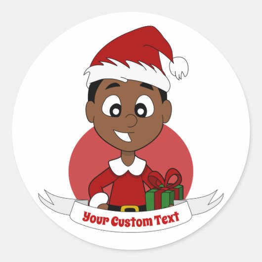 Cartoon kerstman ronde sticker (Voorkant)