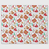 Cartoon kerstpatroon cadeaupapier (Vlak)