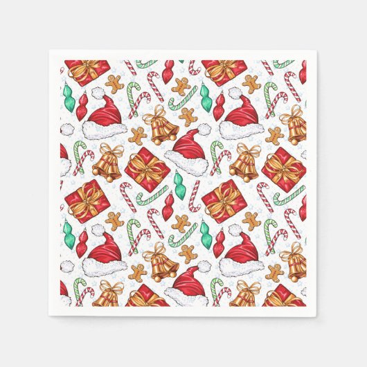 Cartoon kerstpattern Napkins Servet (Voorkant)