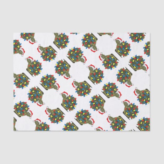 Cartoon kerstverlichting voor schildpad tissuepapier (Voorkant)