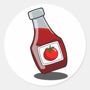 Cartoon Ketchup bottelaar Ronde Sticker