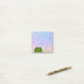cartoon kikker gluren door gras libellen post-it® notes (Op bureau)