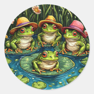 Cartoon kikkers Whimsical decoratie voor in huis m Ronde Sticker