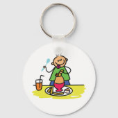 Cartoon Kind Genieten van Maaltijd met Juice and E Sleutelhanger (Voorkant)